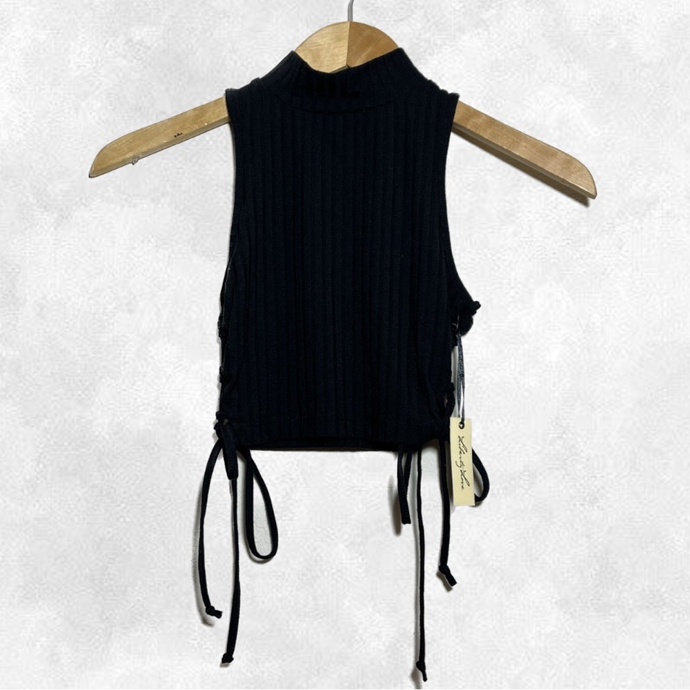 LIBERTY LOVE Black Crop Top with side drawstring